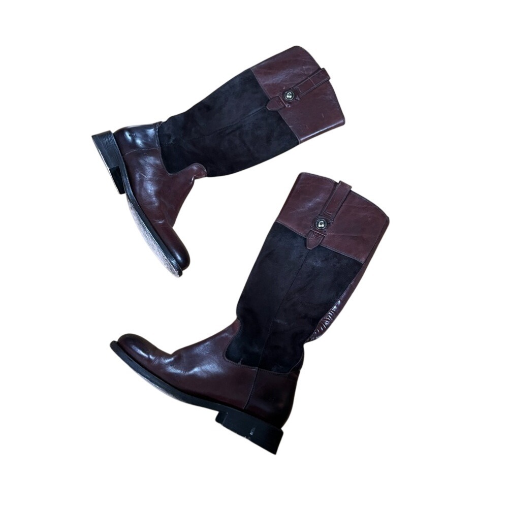 Frye women's Jayden knee high riding‎ boots brown leather button equestrian